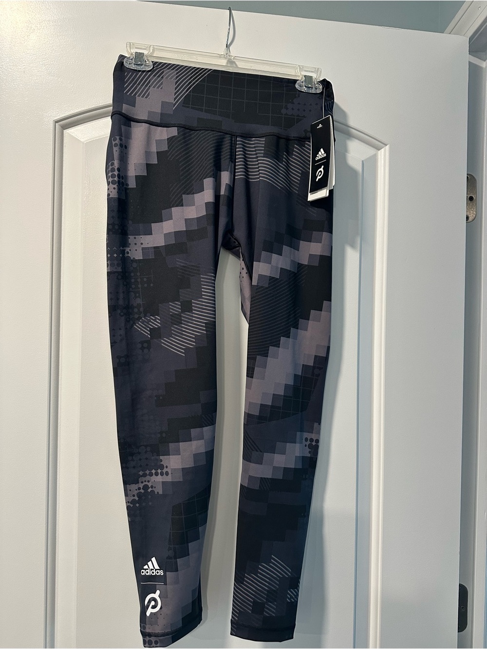 adidas Peloton Black and Gray Pixel Print Leggings ***NWT***